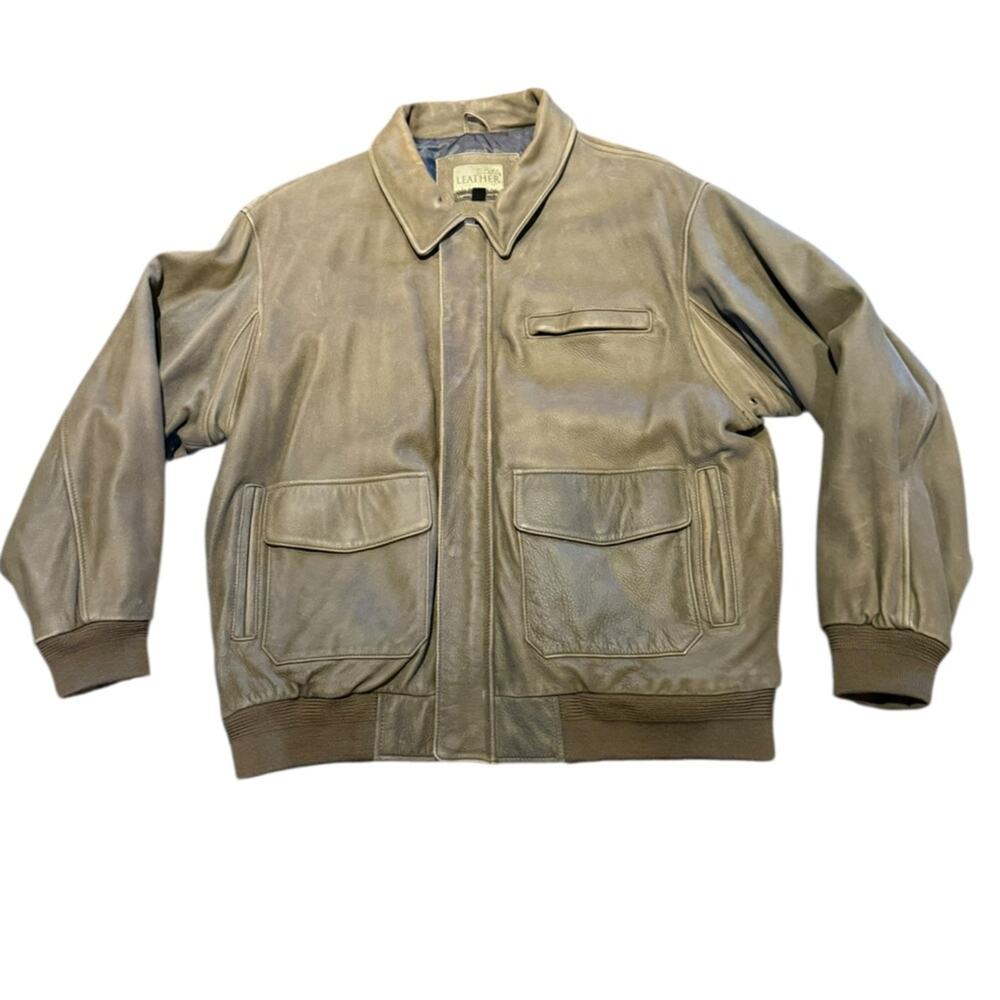 Cabela's Brown Leather Bomber Jacket/Coat Thinsulate Insulation Mens Size XL - Picture 3 of 14